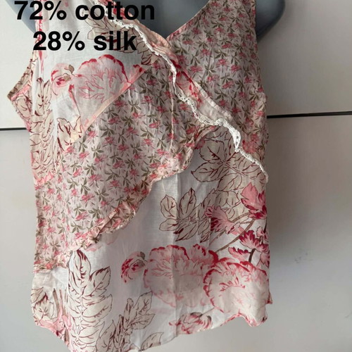 Apriori women's blouse M-L, 28% silk, 72% cotton, white and pink