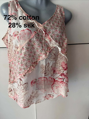 Apriori women's blouse M-L, 28% silk, 72% cotton, white and pink
