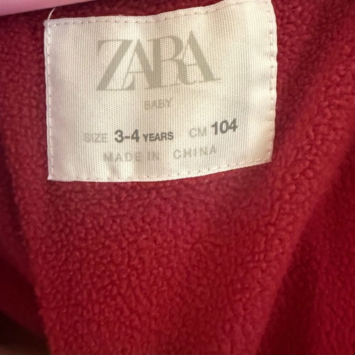Zara jacket with inner lining for girl 3-4 years like new, red
