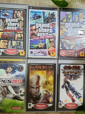 PSP πακέτο μεταχειρισμένο με 6 παιχνίδια, GTA Trilogy, PES 2013, God of War, Tekken