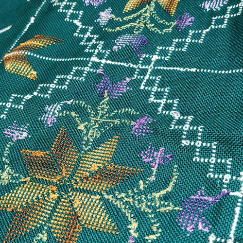 Vintage embroidered hand-stitched square new, 0.75x0.75 m