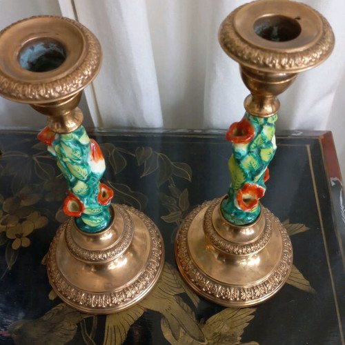 Pair of French Art Nouveau candlesticks like new