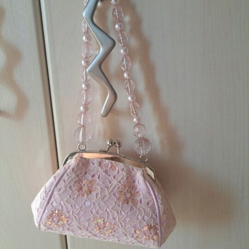 Fullah Sugah pink handbag new, lace with sequins and crystal handle
