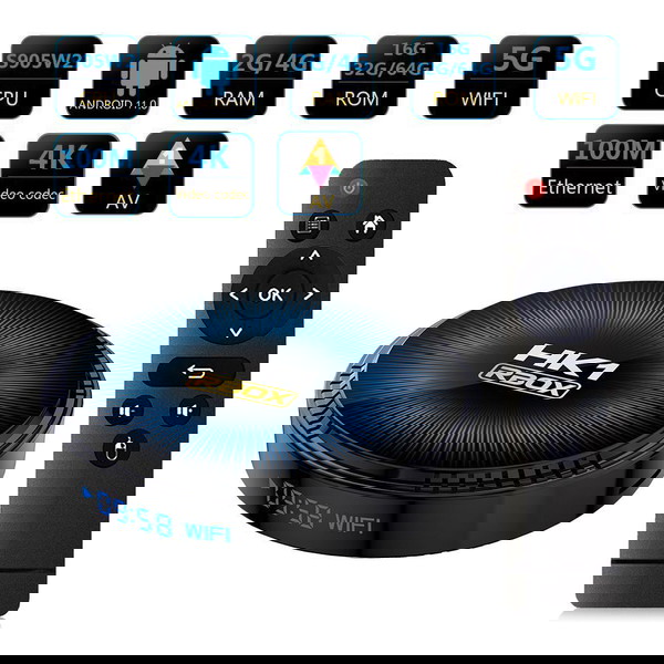 HK1 RBOX W2 Amlogic S905W2 NEO ΔΥΝΑΤΟ Android 11 TV Box 4GB /32GB  Dual Wifi BT 3D Very fast Box