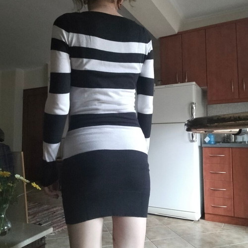 Basic Zebra striped dress like new, small, black and white
