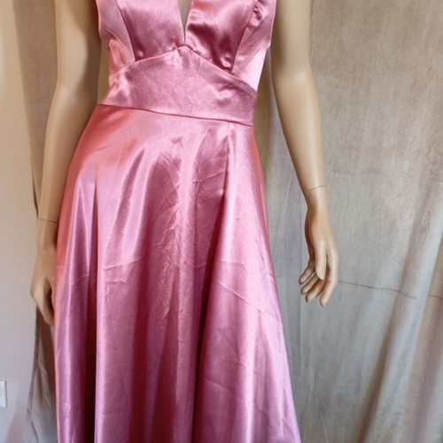 Satin dress new with adjustable straps, pink, size small