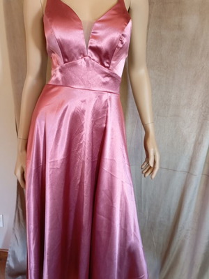 Satin dress new with adjustable straps, pink, size small