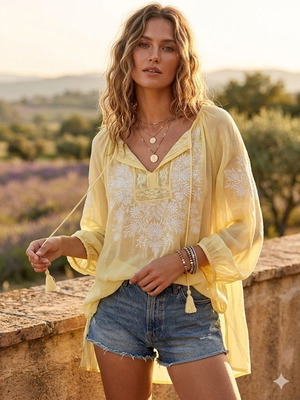 Boho blouse Melissa Odabash one size new, yellow