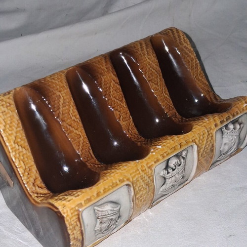 Vintage Majolica Four-Pipe Stand with King and Queen Reliefs
