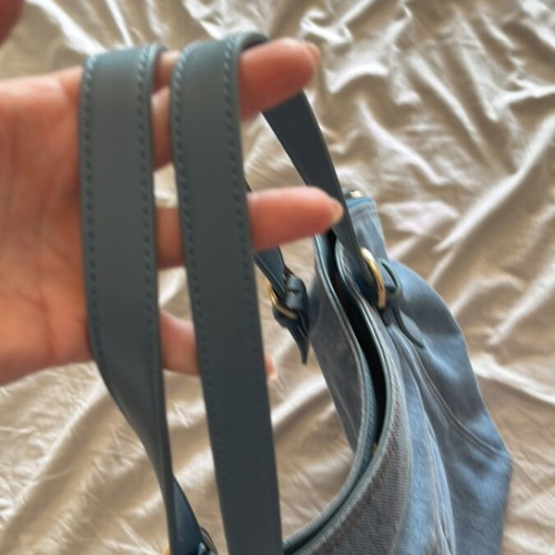 Twinset handbag like new, denim fabric with leather handle