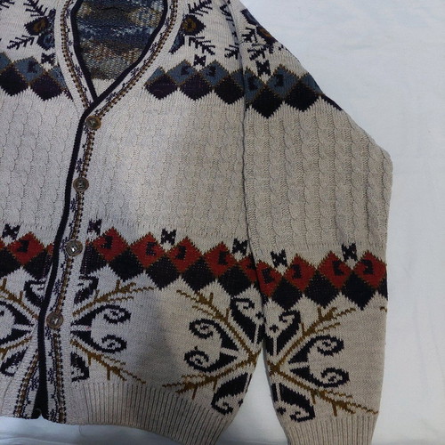 Men's cardigan used with dense jacquard knit, size XL, multicolor