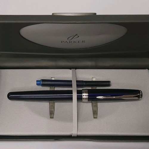 Parker Sonnet pen blue lacquer new with silver details