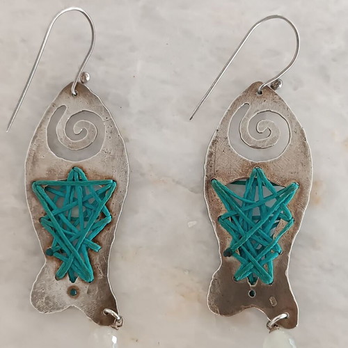 Silver 925 handmade earrings like new with wax thread