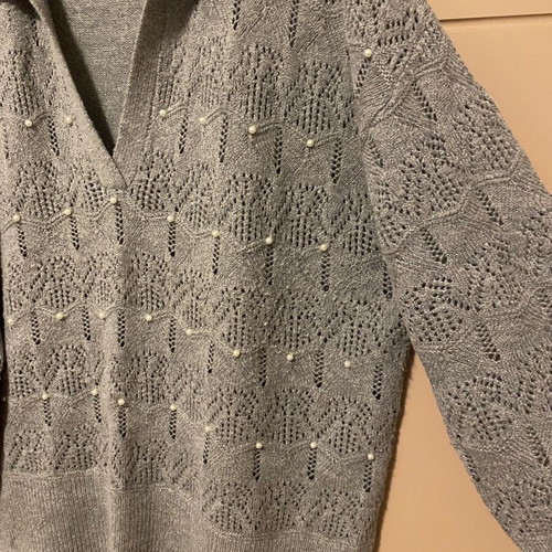 Attrattivo gray sweater with pearls like new, oversized L-XXL