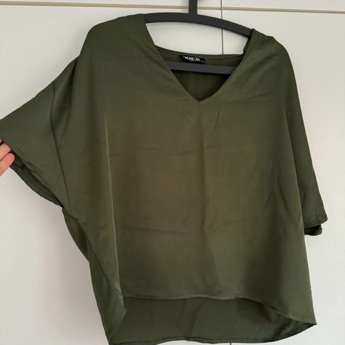 Khaki short-sleeve blouse like new, size L