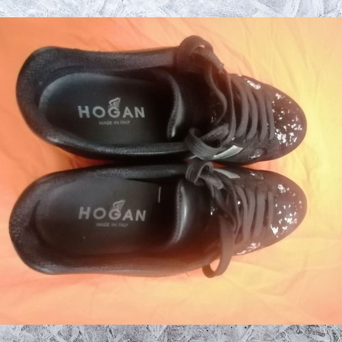 Hogan H222 Sport Shoes Like New Black Suede Velvet with Sequins Size 37