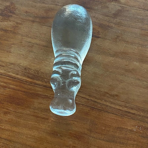 Kosta Boda press papier like new, glass lying hippo paperweight