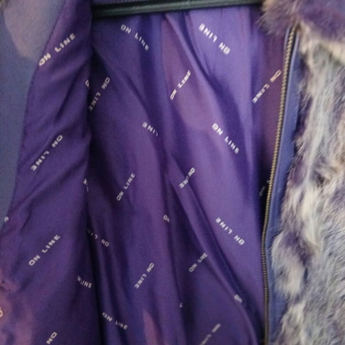 On Line purple faux fur jacket size S like new