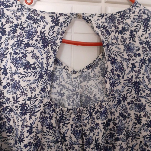 Floral dress like new, short, white and turquoise, size XL