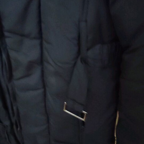 Long jacket like new, size L, black with belt and lining
