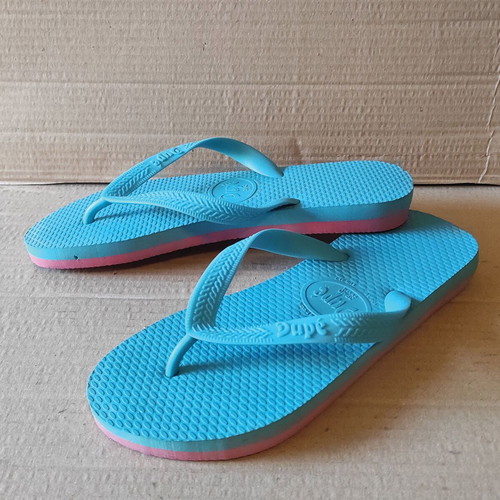 Dupe flip flops new unisex size 41/2 blue with fuchsia sole
