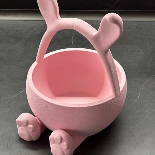 Easter basket bowl shaped like a bunny new in lilac pink green