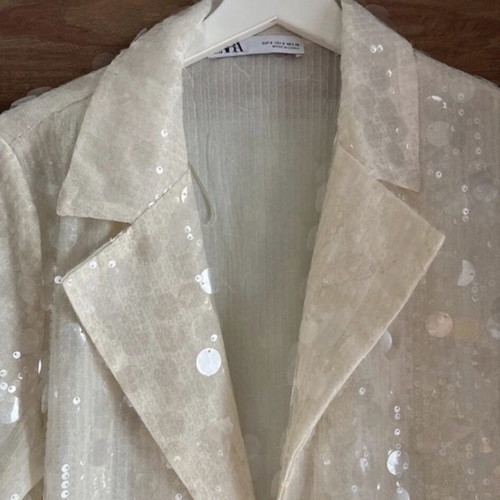 Zara Embellished Cream Blazer Size Small Brand New