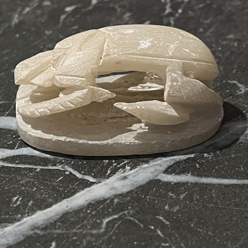 Vintage Egyptian Scarab carved from natural alabaster, like new