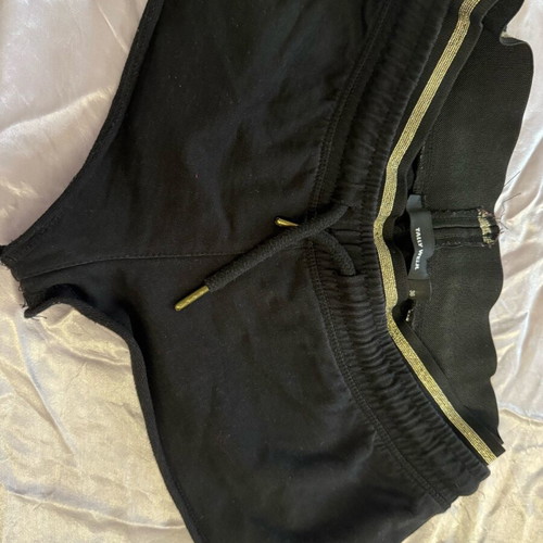 Crop shorts used, very short cotton black with gold