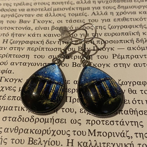 Starry Night Earrings Handmade Stainless Steel Blue Silver