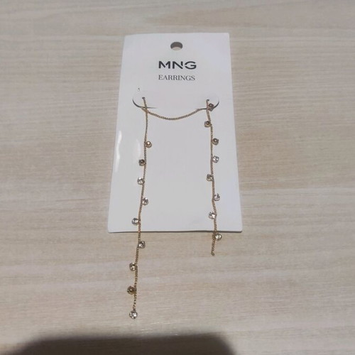 Mango earrings with long gold chains and zirconia new