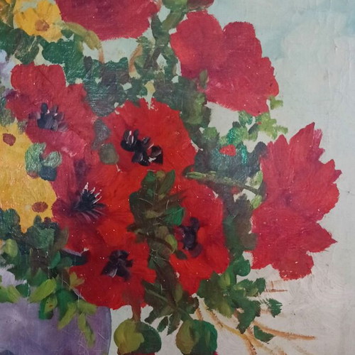 Painting Spring Bouquet like new, oil on canvas 80/60 cm