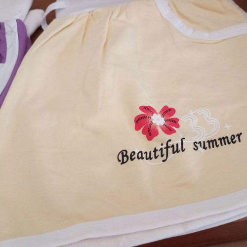 Women's shorts, purple and yellow, cotton, set of 2