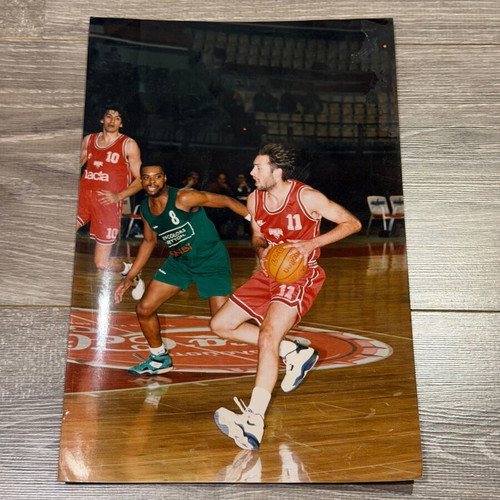 Collectible rare large 90s Olympiacos basketball photo new