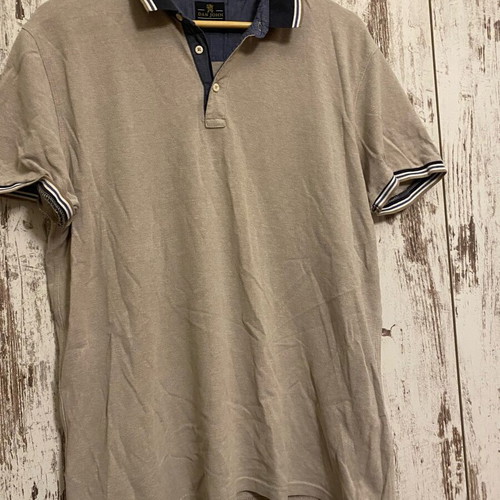 Dan John cotton polo shirt XXL in very good condition, taupe with navy details