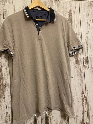 Dan John cotton polo shirt XXL in very good condition, taupe with navy details