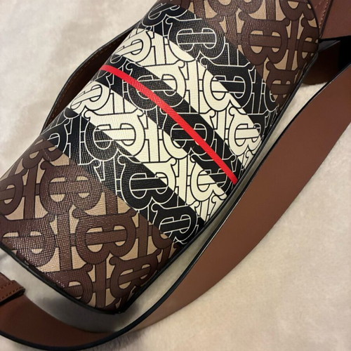 Burberry small leather bag new, brown multicolor
