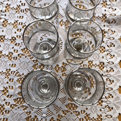 Vintage Dema wine or sherry glasses like new, engraved roses