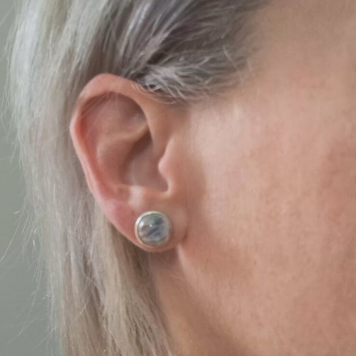 Silver earrings 925 with rainbow moonstone like new