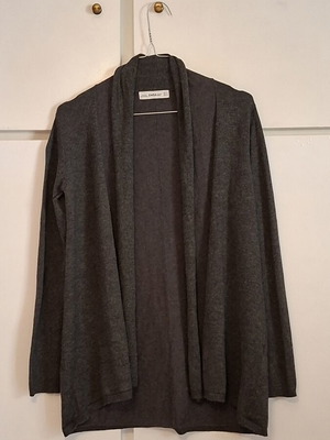 Zara Knit Grey Cardigan Medium used, open front, shawl collar