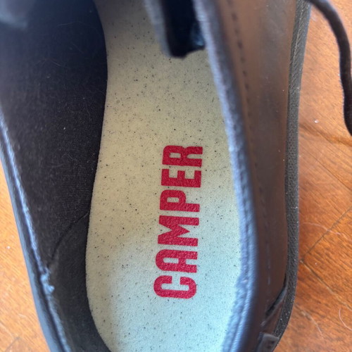 Camper Junction black leather shoes with removable toe caps, size 38