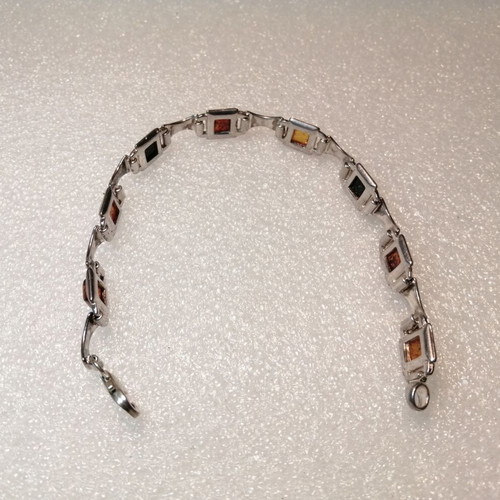 Silver 925 bracelet with amber, new