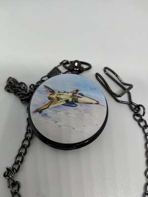 Pocket watch with airplane design and chain like new