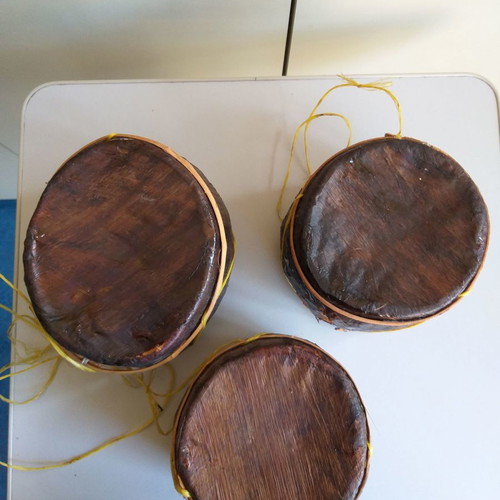Decorative drums used, made from palm leaves