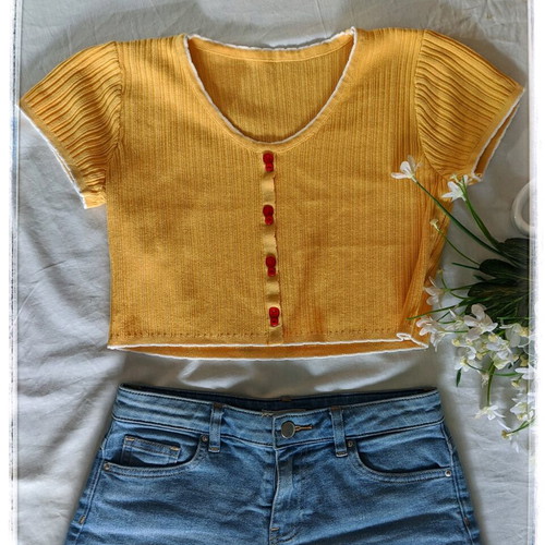 Summer crop top ribbed yellow XS used