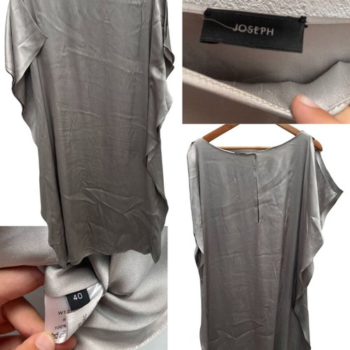 Joseph Grey Silk Drape Blouse used, size L