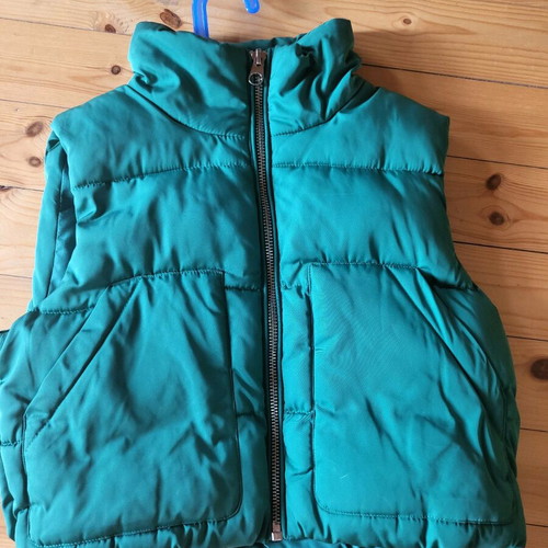 Pull & Bear sleeveless jacket used, green, size S