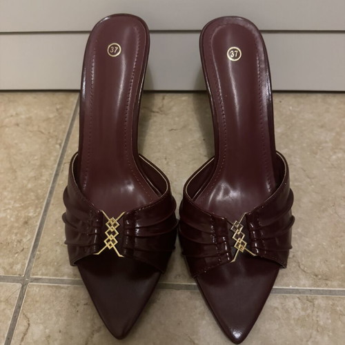 Mules new, summer heel, brown and red, size 37