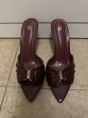 Mules new, summer heel, brown and red, size 37