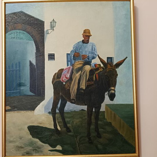 Oil painting on canvas used with wooden gold frame